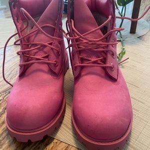 Timberland Women's Size 4.5 Juniors Girls Premium Pink Waterproof Boots